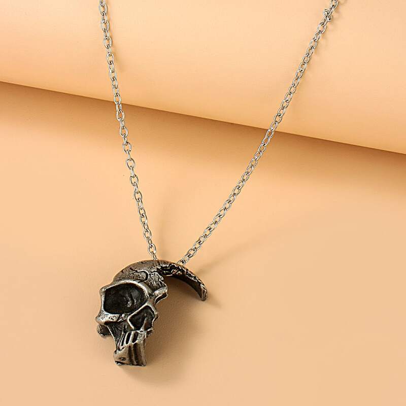 

Skull Pendant Necklace, Gun black