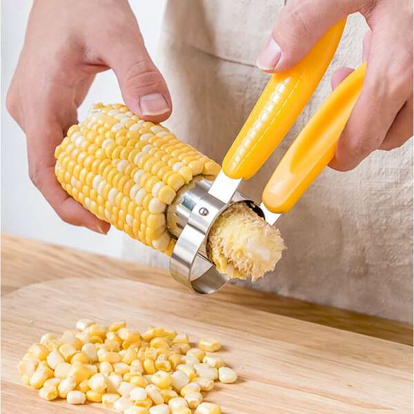 

1pc Stainless Steel Corn Peeler, Yellow