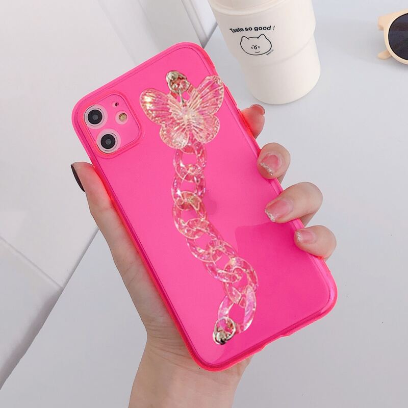 

Butterfly Hand Strap Phone Case, Watermelon pink