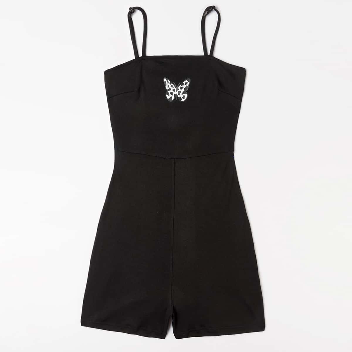 

Butterfly Graphic Cami Jumpsuit, Black