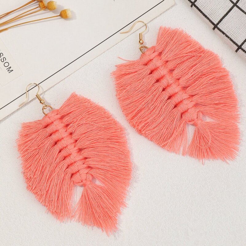 

Tassel Drop Earrings, Pink