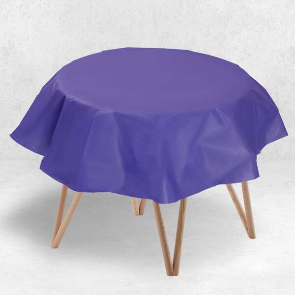 

1pc Plain Round Disposable Tablecloth, Purple