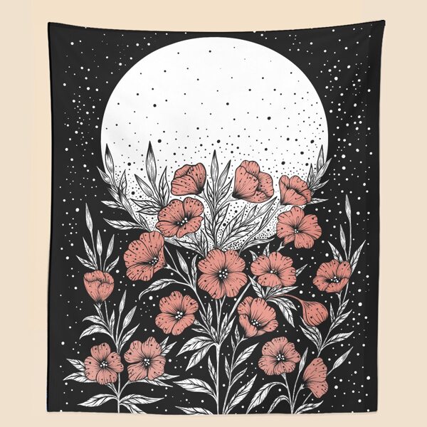 

Moon & Flower Print Tapestry, Multicolor