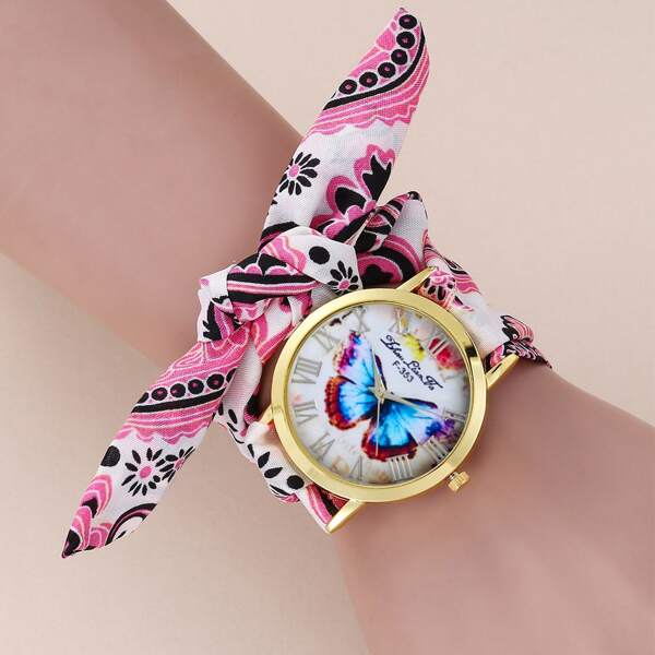

Paisley Print Velvet Strap Quartz Watch
