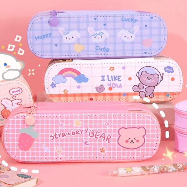 

1pc Cartoon Graphic Random Pencil Case, Multicolor