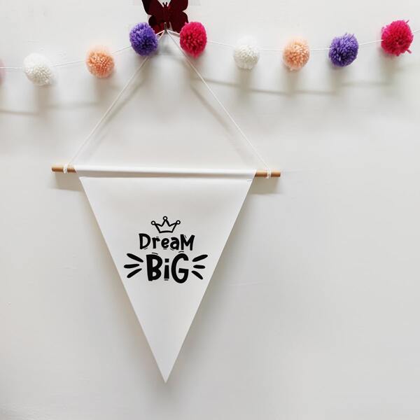 

Slogan Graphic Triangle Kids Wall Hanging, Black and white