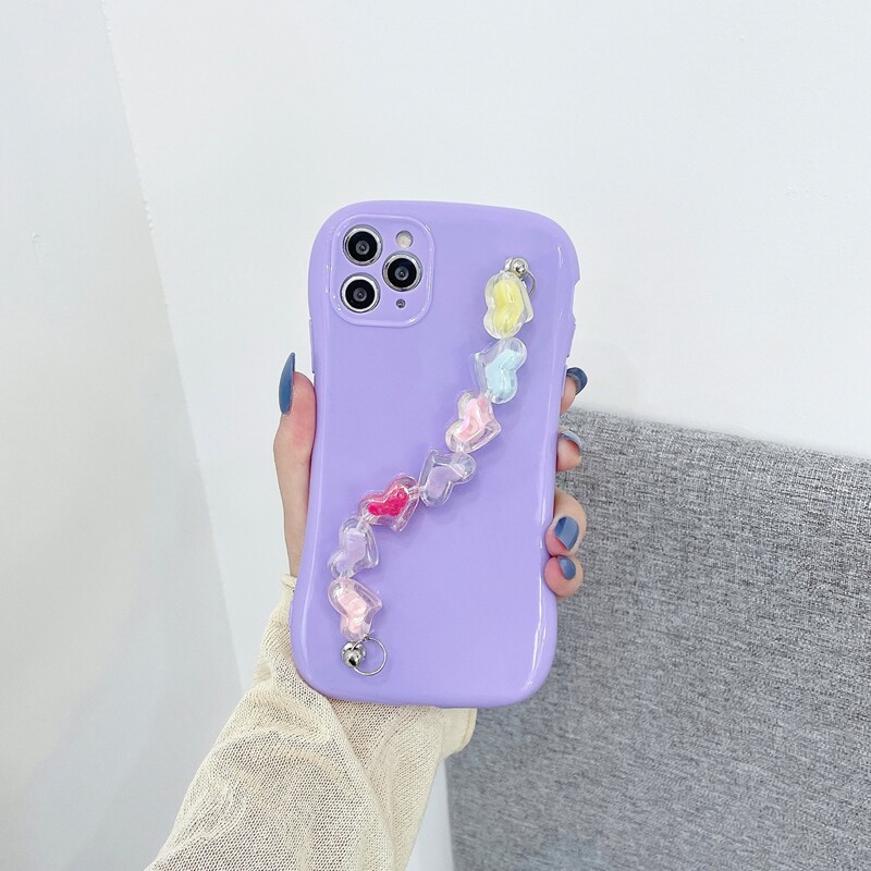 

Heart Hand Strap Phone Case, Purple