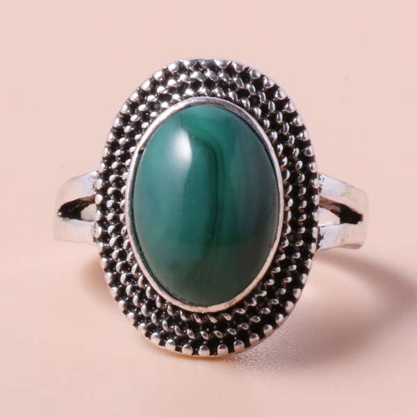 

Men Oval Decor Ring, Green