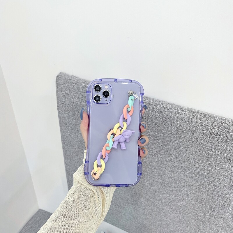 

Chain & Bear Hand Strap Phone Case, Purple