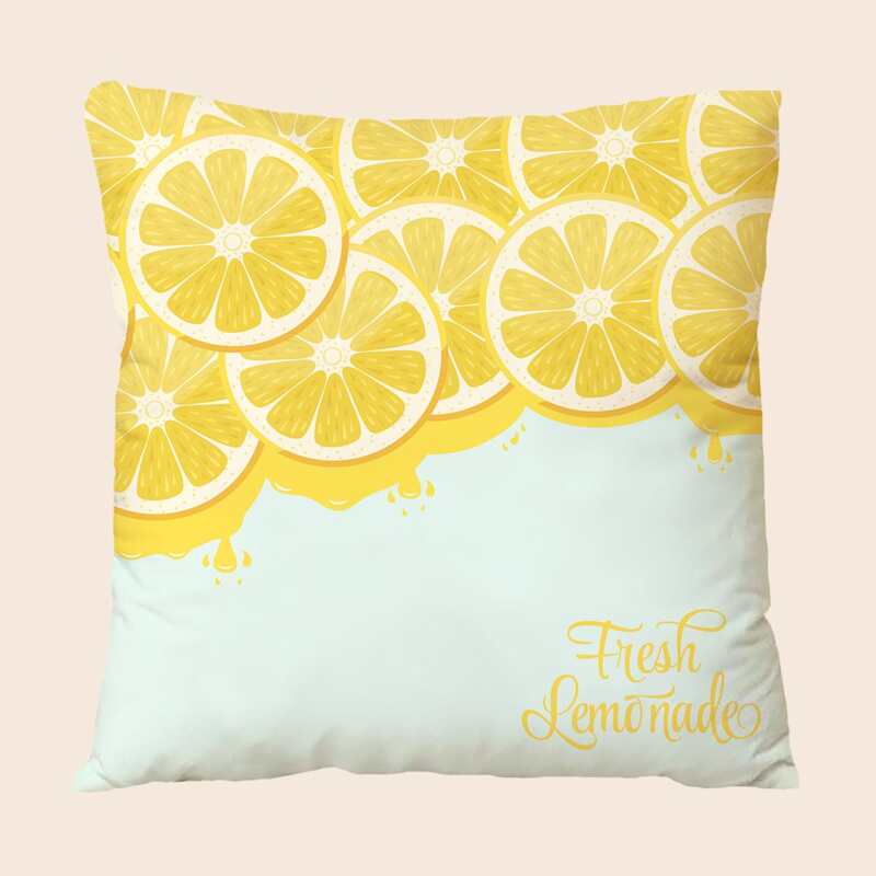 

Lemon Print Cushion Cover Without Filler, Multicolor