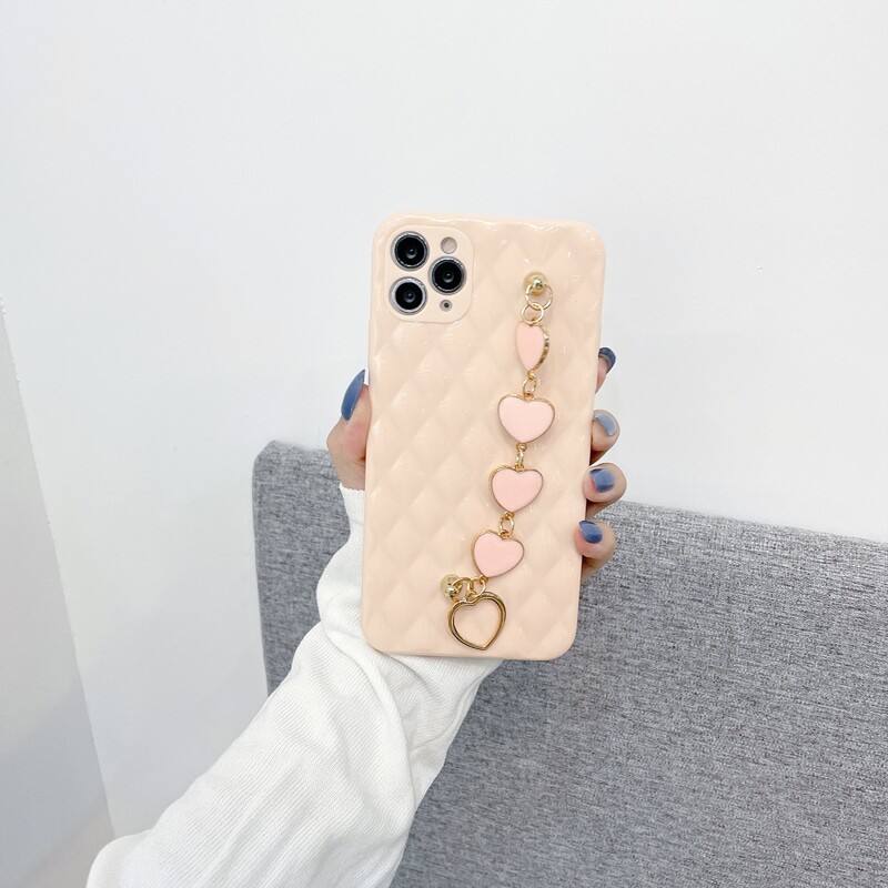 

Heart Design Hand Strap Phone Case, Pink