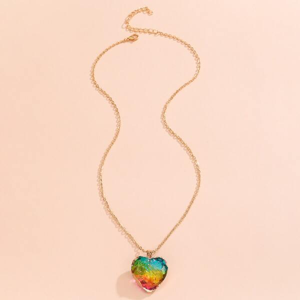 

Heart Pendant Necklace, Multicolor