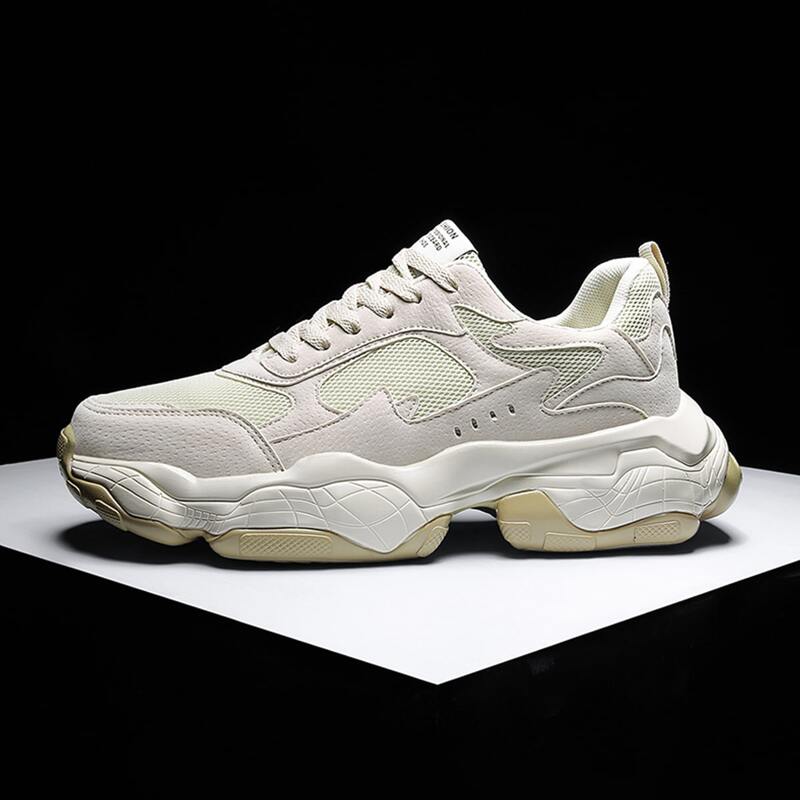 

Guys Lace-up Front Mesh Panel Chunky Sneakers, Beige