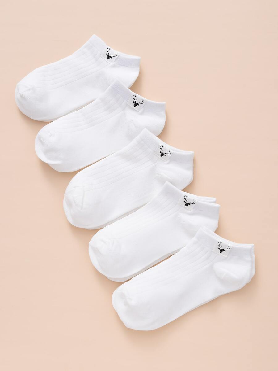 5pairs Men Animal Patch Socks, For Gym