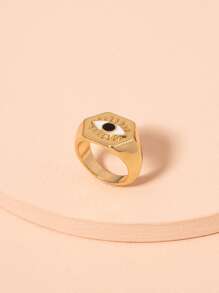 眼睛图案戒指 - 金黃色 - 查看 3