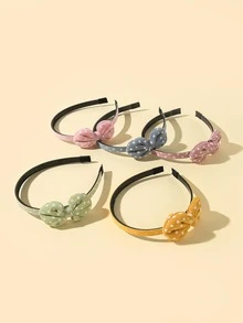 5入組小女童蝴蝶結裝飾波卡圓點髮帶 - 彩色 - 查看 3
