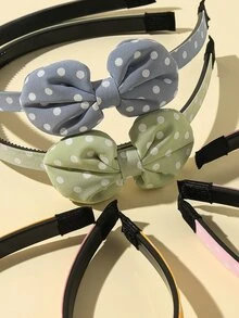 5入組小女童蝴蝶結裝飾波卡圓點髮帶 - 彩色 - 查看 6