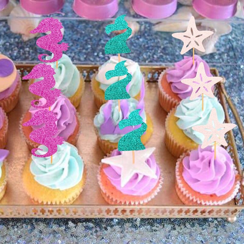

6pcs Glitter Cake Topper, Multicolor