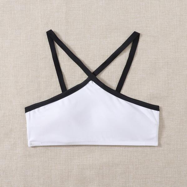 

Contrast Binding Bikini Top, White