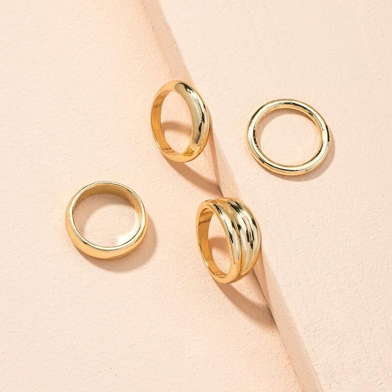 

4pcs Minimalist Ring, Gold
