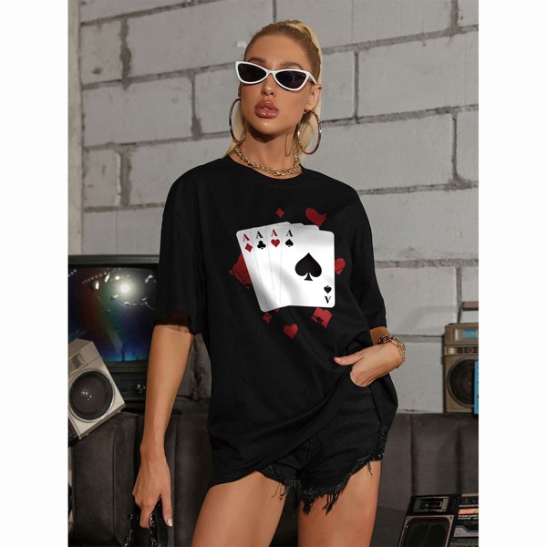

Playing Cards Print Tee, Black