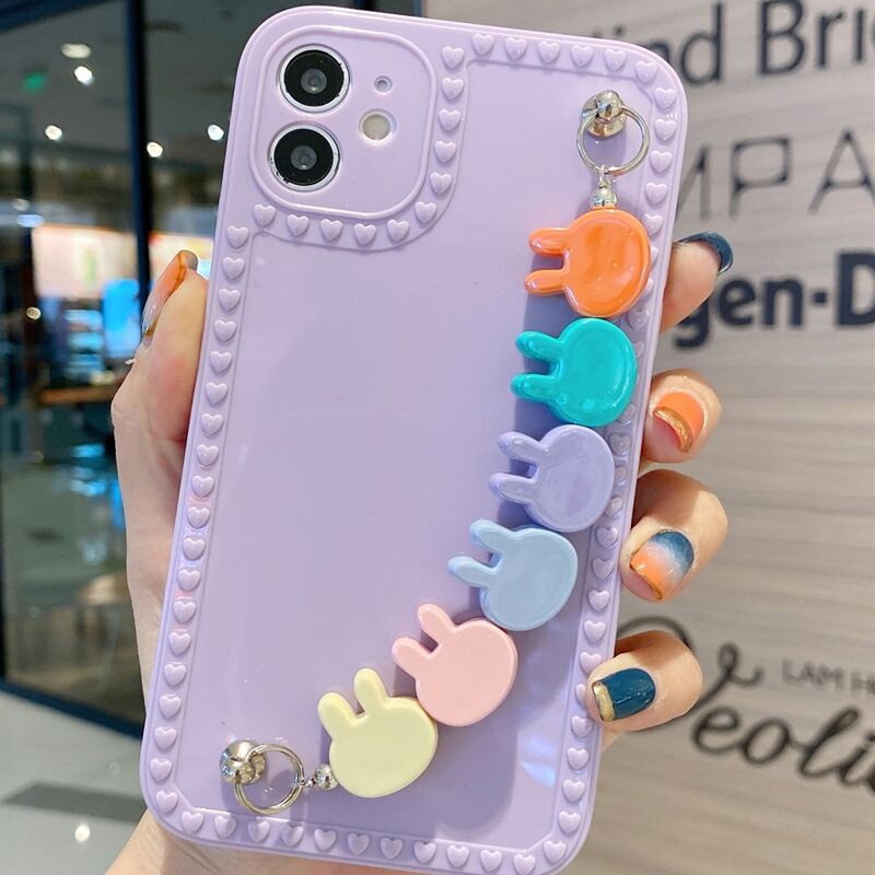 

Rabbit Hand Strap Phone Case, Purple