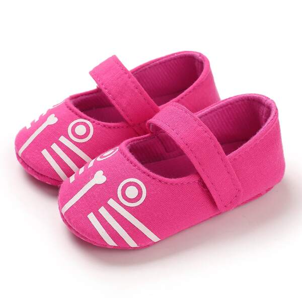 

Baby Girl Cartoon Cat Design Velcro Strap Flats, Hot pink