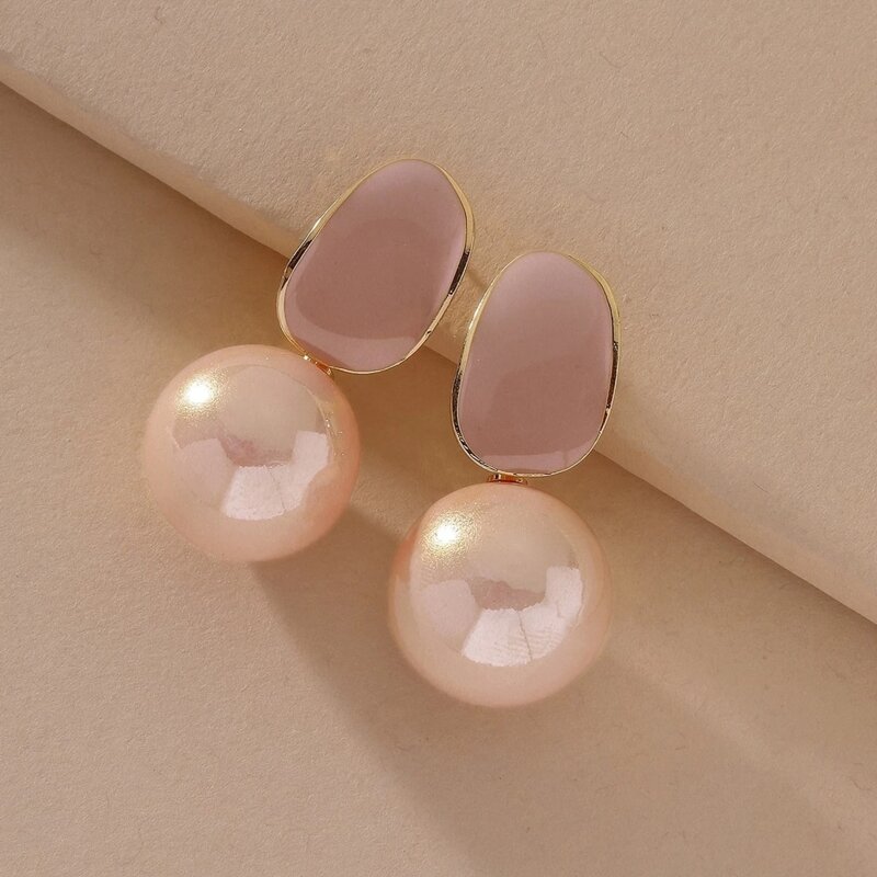 

Faux Pearl Drop Earrings, Pink