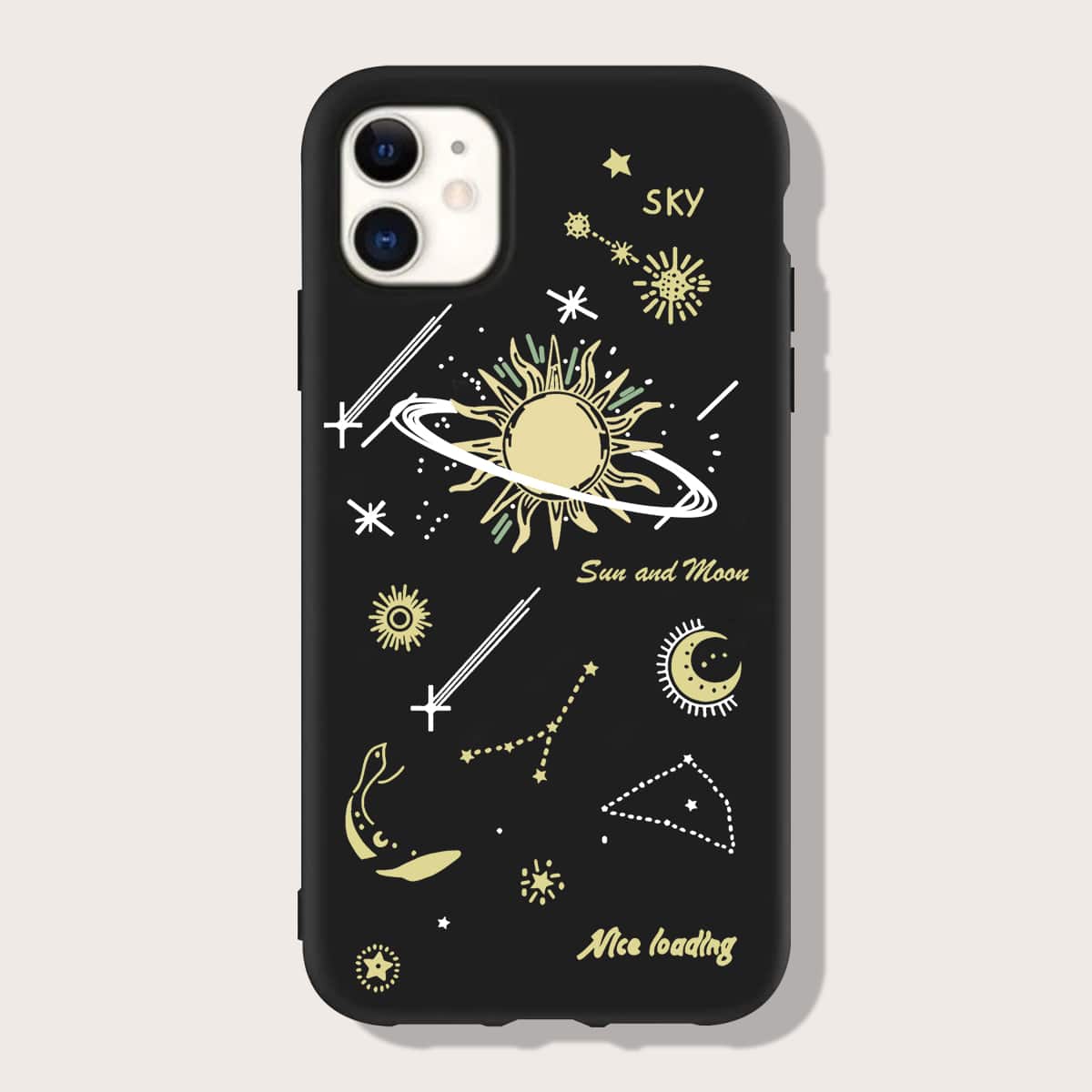 

Sun & Moon Pattern Phone Case, Black