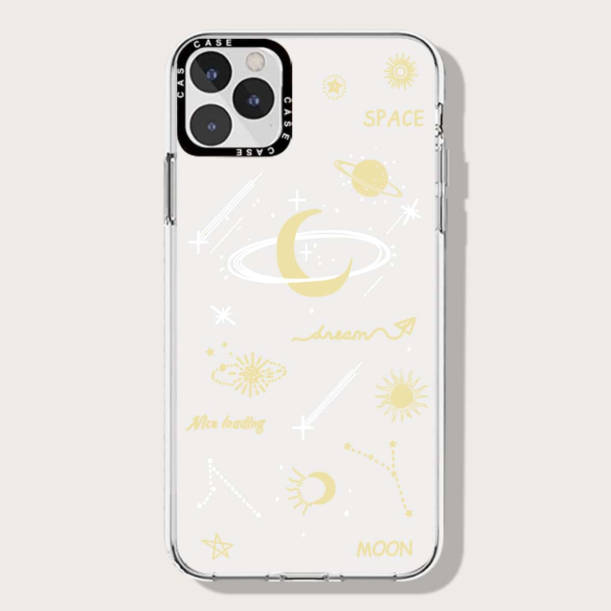 

Moon & Planet Pattern Phone Case, Clear