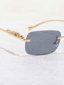 Men Rimless Fashion Glasses For Daily Wear And Vacation - Grey - View 4