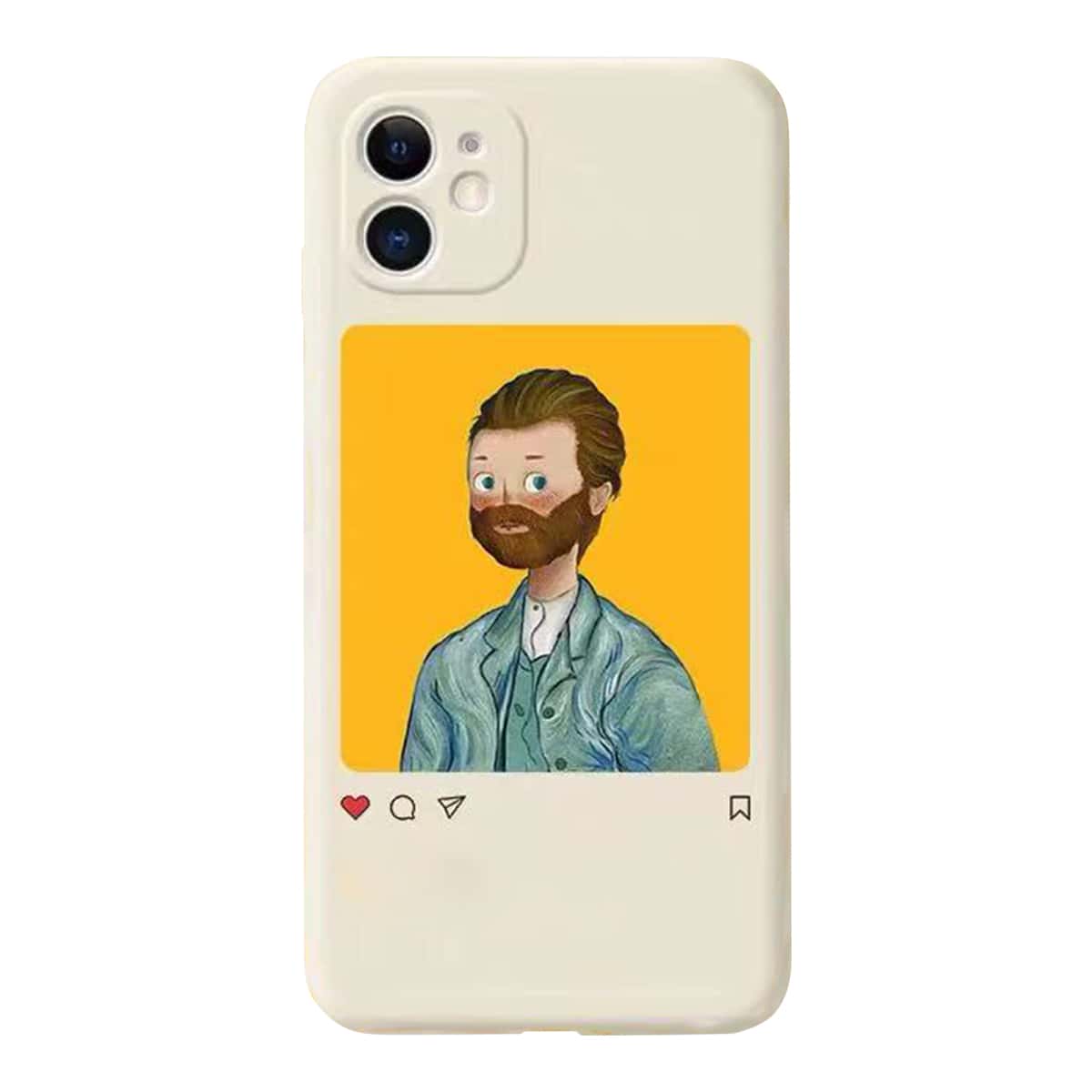 

Cartoon Figure Graphic Phone Case, Beige