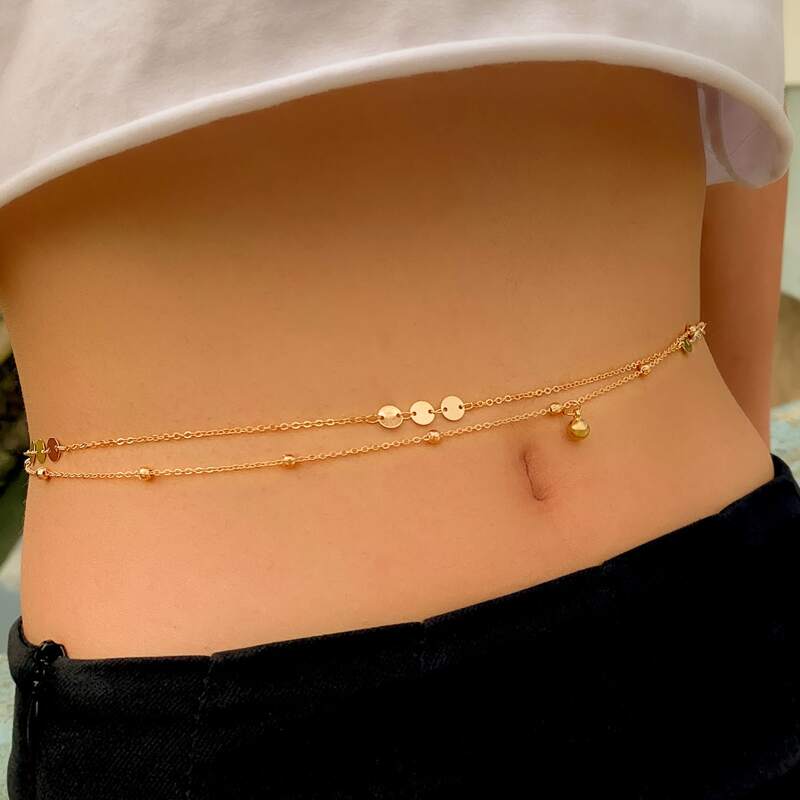 

Disc Decor Layered Waist Chain, Gold