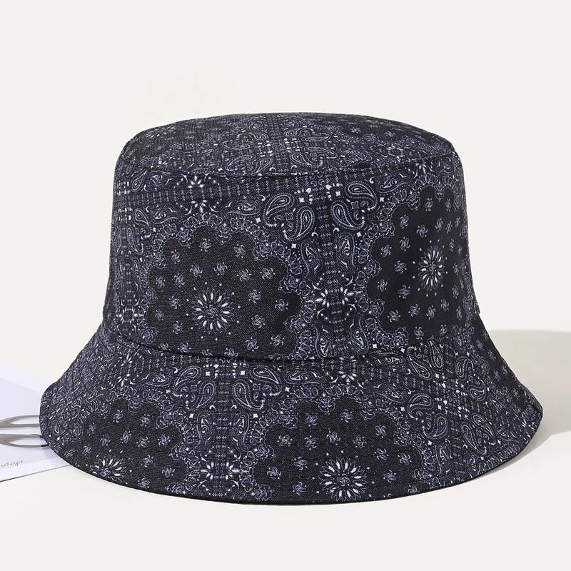 

Paisley Pattern Bucket Hat, Black