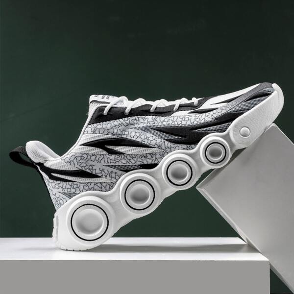 

Men Lace-up Front Colorblock Chunky Sneakers, Black and white