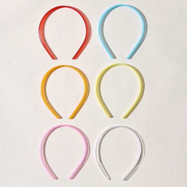 

6pcs Girls Plain Hair Hoop, Multicolor