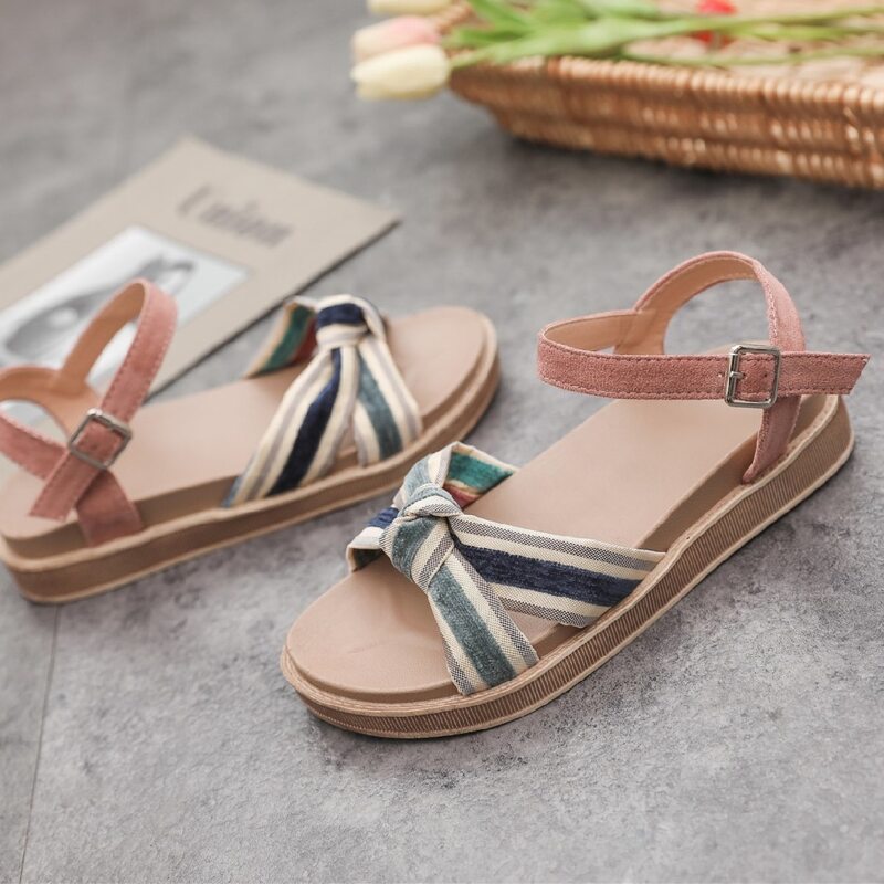 

Striped Knot Decor Sandals, Blue