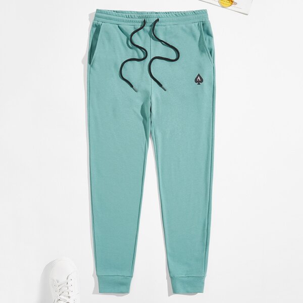 

Men Playing Card Print Sweatpants, Green