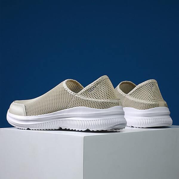 

Men Minimalist Slip On Mesh Sneakers, Beige
