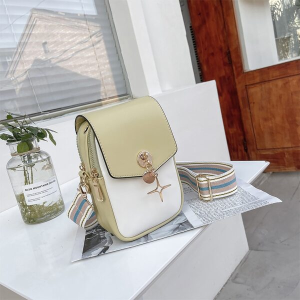 

Metal Decor Two Tone Crossbody Bag, Multicolor