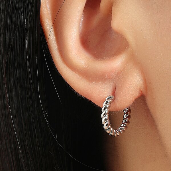 

Twist Hoop Earrings, Silver