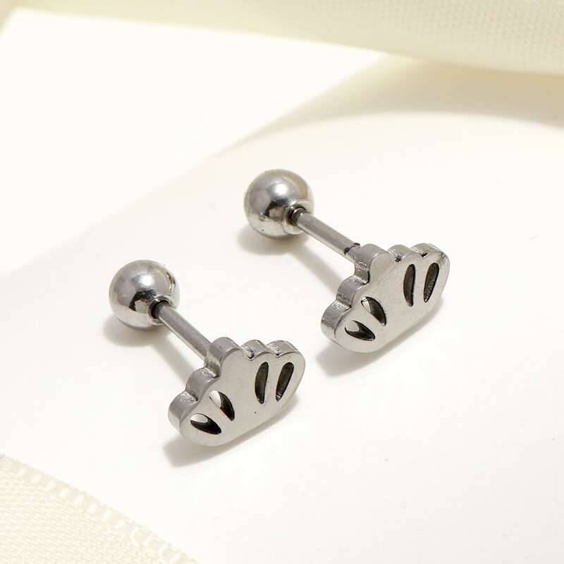 

Crown Stud Earrings, Silver
