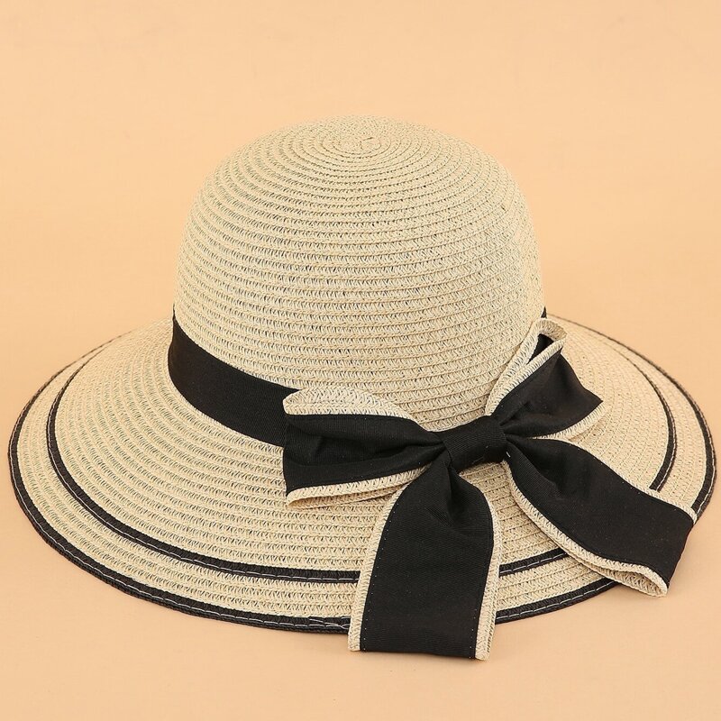 

Bow Decor Straw Hat, Khaki