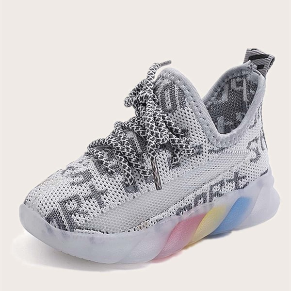 

Toddler Girls Lace Up Decor Knit Sneakers, Grey