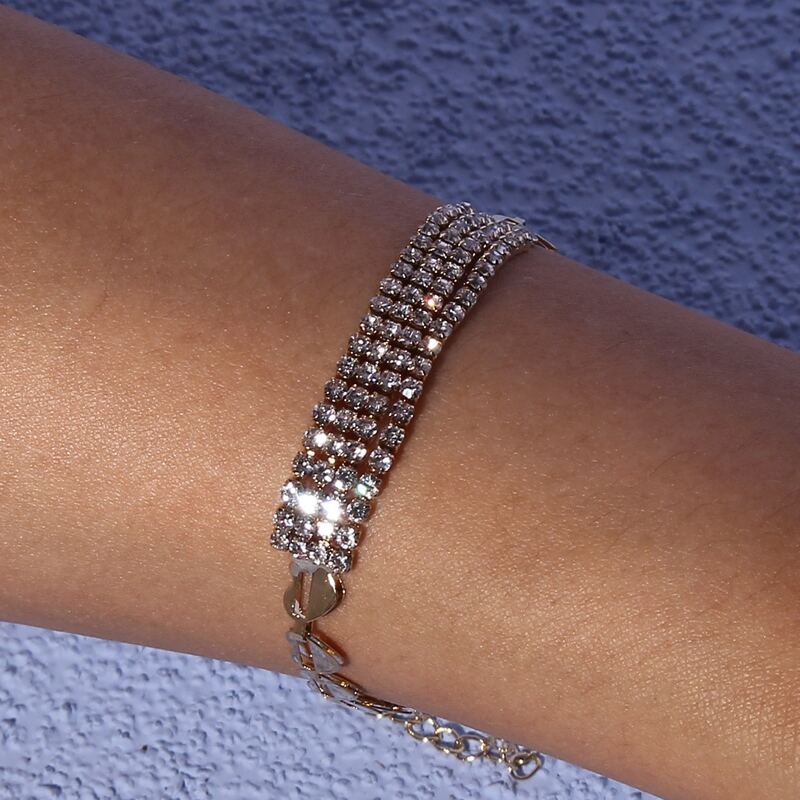 

Rhinestone Charm Bracelet, Gold