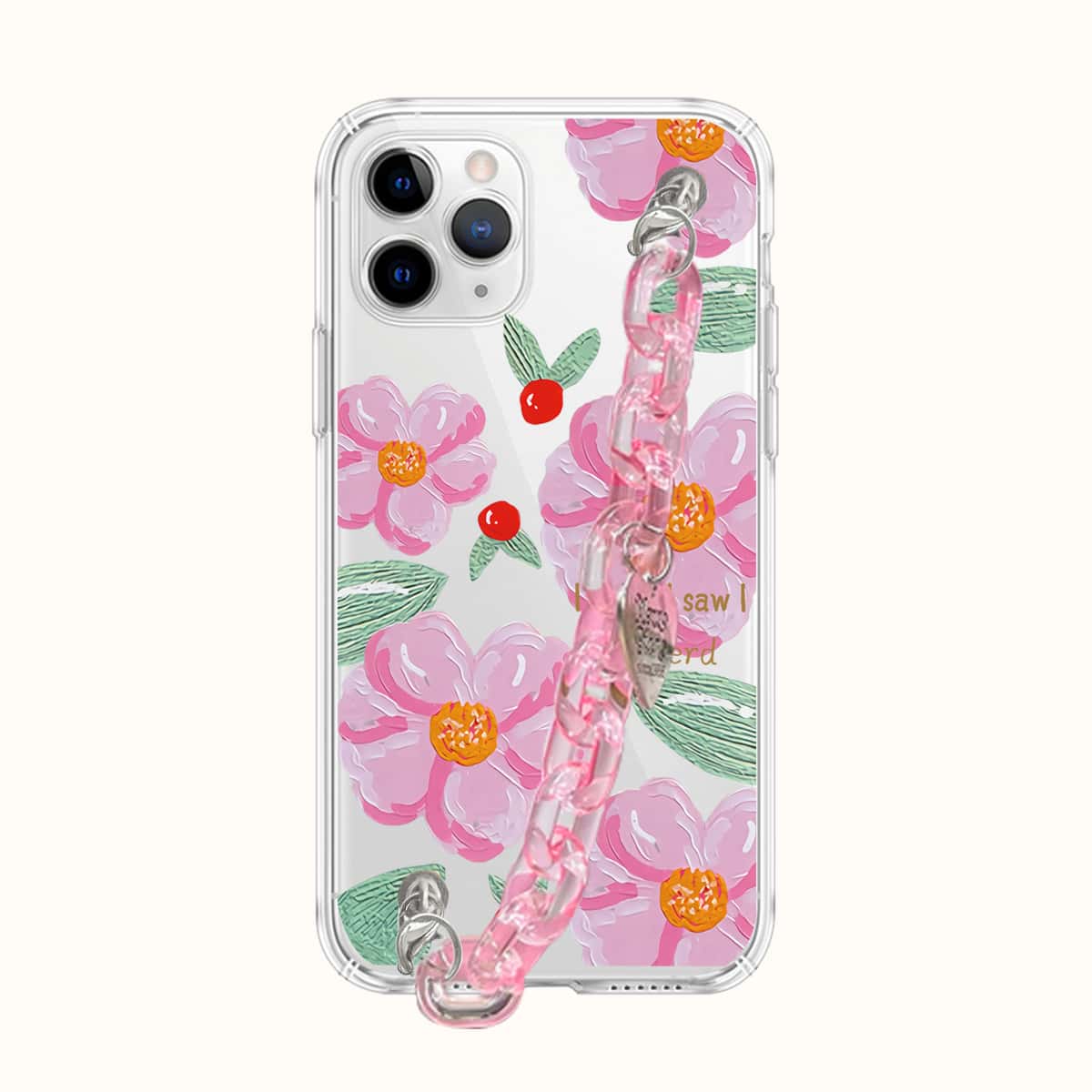 

Flower Painted Hand Strap Phone Case, Clear