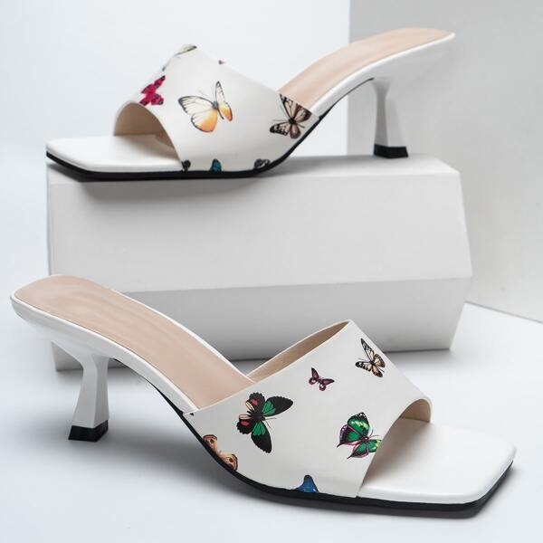 

Butterfly Graphic Sandal Mules, White