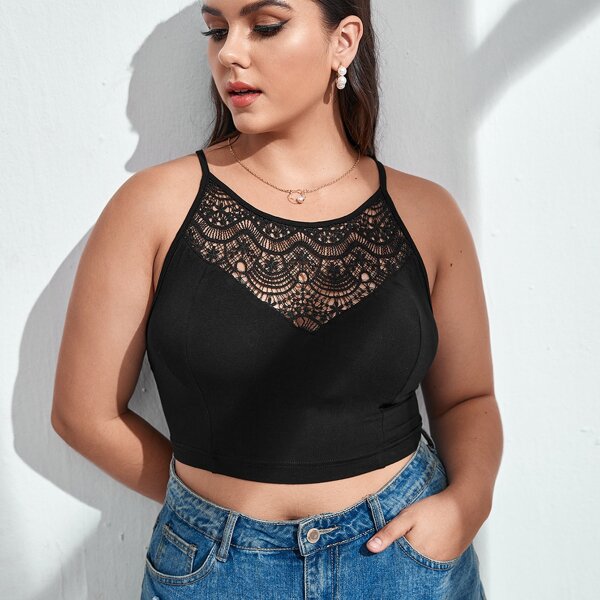 

Plus Hollow Out Longline Bralette, Black