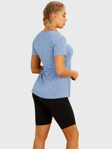 3 Piezas Camiseta Deportiva De Manga Corta Con Cuello En V - Multicolor - Ver 3