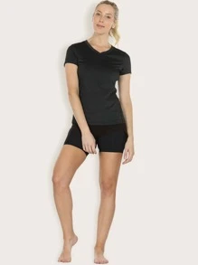 3 Piezas Camiseta Deportiva De Manga Corta Con Cuello En V - Multicolor - Ver 8